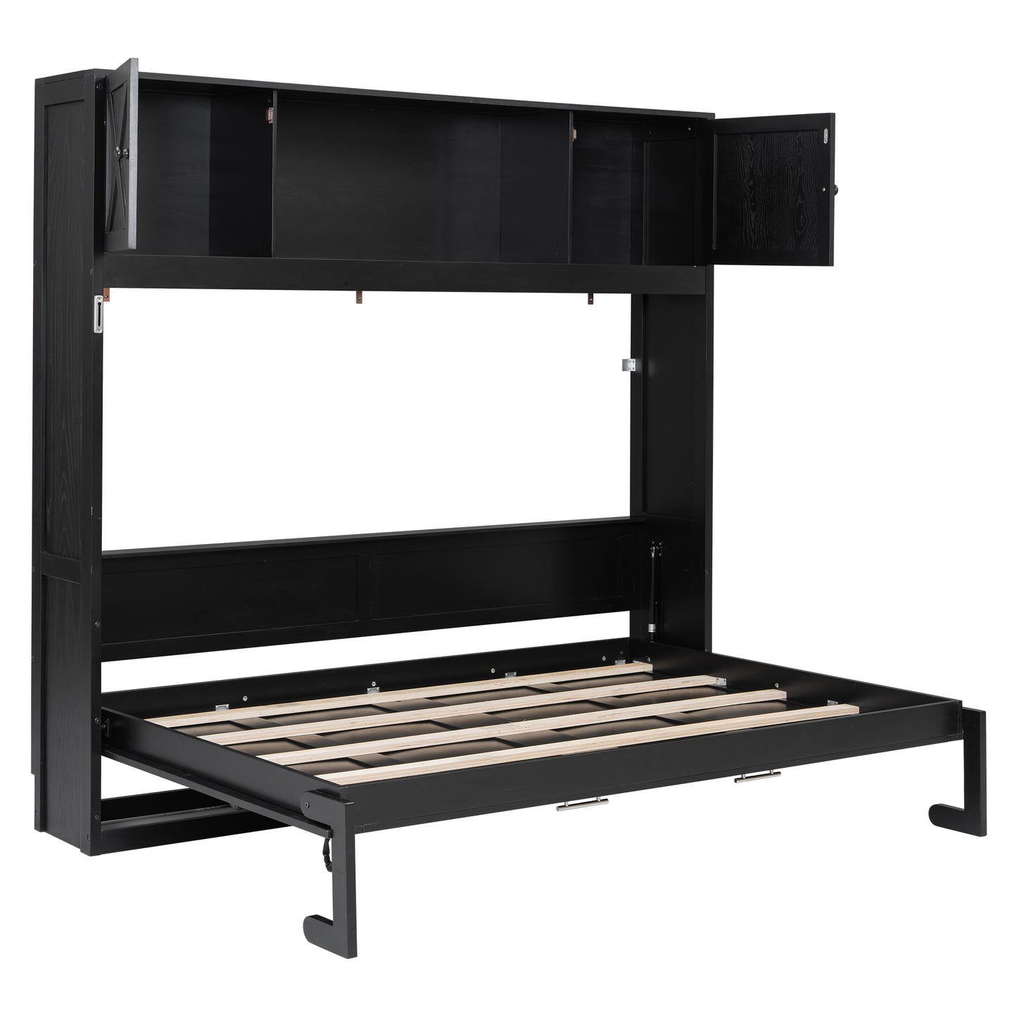 Full Size Murphy Bed with Storage Cabinets, Black image 12