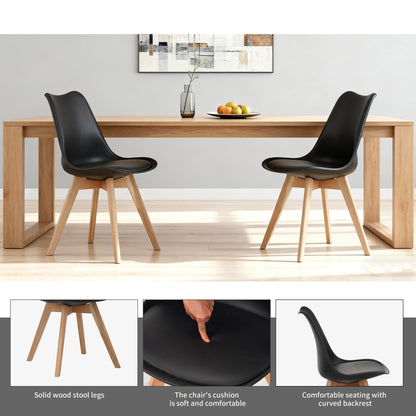 Set of four dining chairs, medieval modern style dining chairs for kitchen and dining room, with wooden legs, black image 4