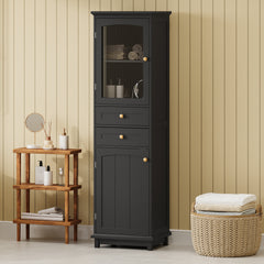 63" Tall Bathroom Storage Cabinet with Glass Doors - Perfect for Display