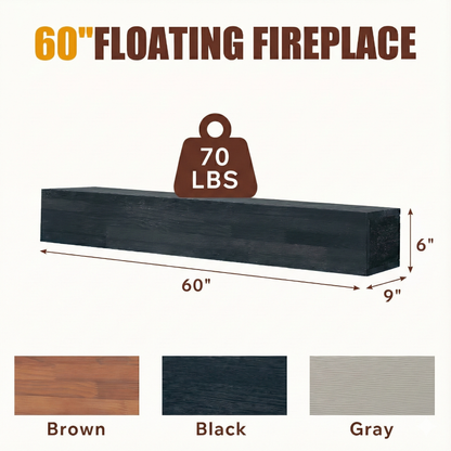 60" Rustic Wood Fireplace Mantel,Wall-Mounted & Floating Shelf for Home Decor image 11