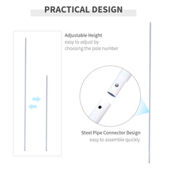 Outsunny Sun Sail Shade Canopy Adjustable Installation Pole/Pipe Kit White