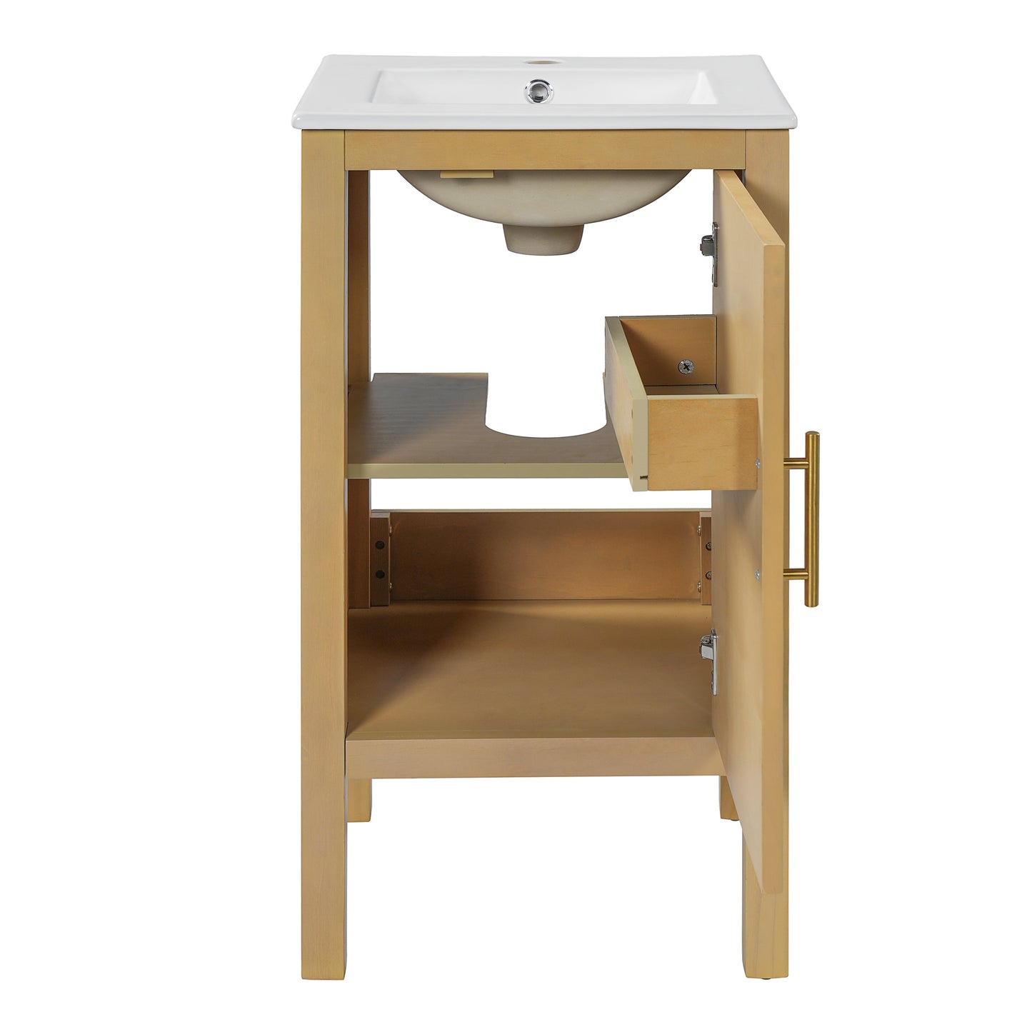 18" Bathroom Cabinet with Storage, Small Space Solution with Ceramic Sink, Adjustable Shelf, Soft-Closing Hinges image 12