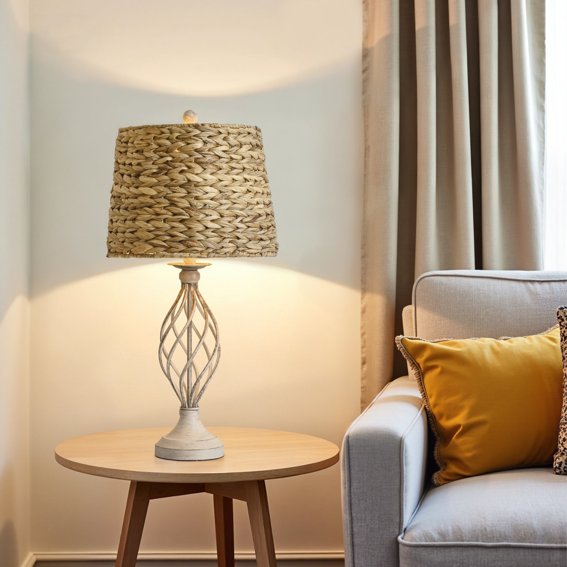 26-Inch Set of Two Table Lamps with Lampshade, Rotary Switch, E26 Socket, No Bulbs Included image 4