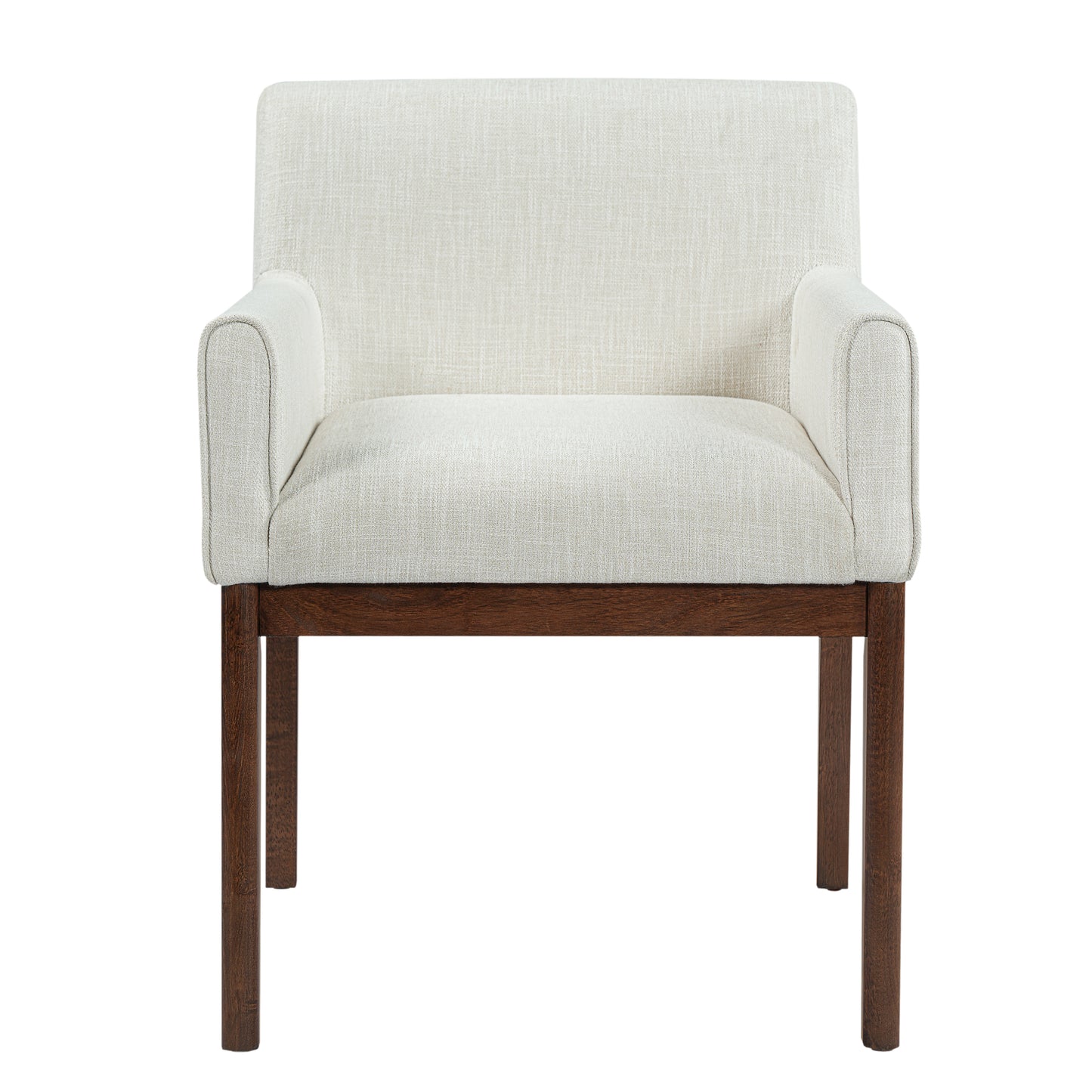 Modern Upholstered Dining Chair with Arms, Rubber Wood leg, Fabric & Foam Padded Seat for Kitchen, Dining Room, Living Room(Set of 2),Brown+Beige image 6
