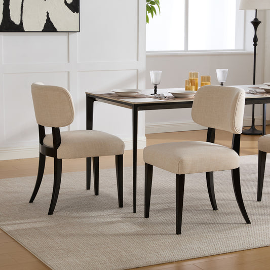 Wooden Dining Chairs Set of 2, Modern Fabric Upholstered Dining Room Chair Kitchen Chairs, Farmhouse Dinner Chair for Kitchen Dining Room image 1