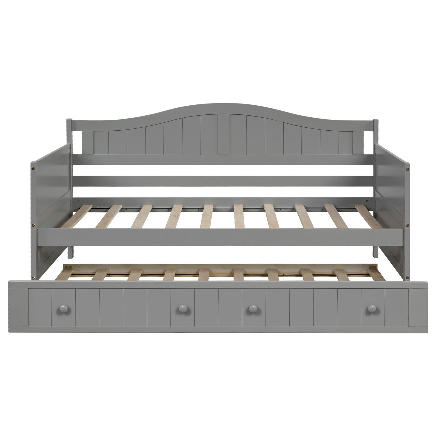 Twin Wooden Daybed with Trundle Bed, Sofa Bed for Bedroom Living Room,Gray(OLD SKU:WF192861AAE) image 4