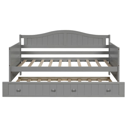 Twin Wooden Daybed with Trundle Bed, Sofa Bed for Bedroom Living Room,Gray(OLD SKU:WF192861AAE) image 4