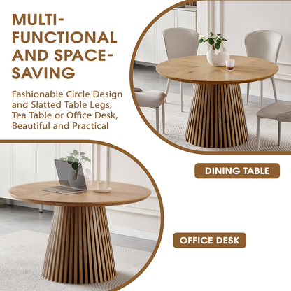 Wooden dining table, modern round kitchen dining table, fashionable design, suitable for family gatherings, multi-functional and space-saving, suitable for living room and dining room image 12