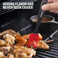 Cast Iron Basting Pot and Silicone BBQ Brush - BBQ Basting Set with Saucepan and Brush for Meat Smoker, Grill and Stove - BBQ Meat Smoker Accessories Gift for Men, 15 Oz