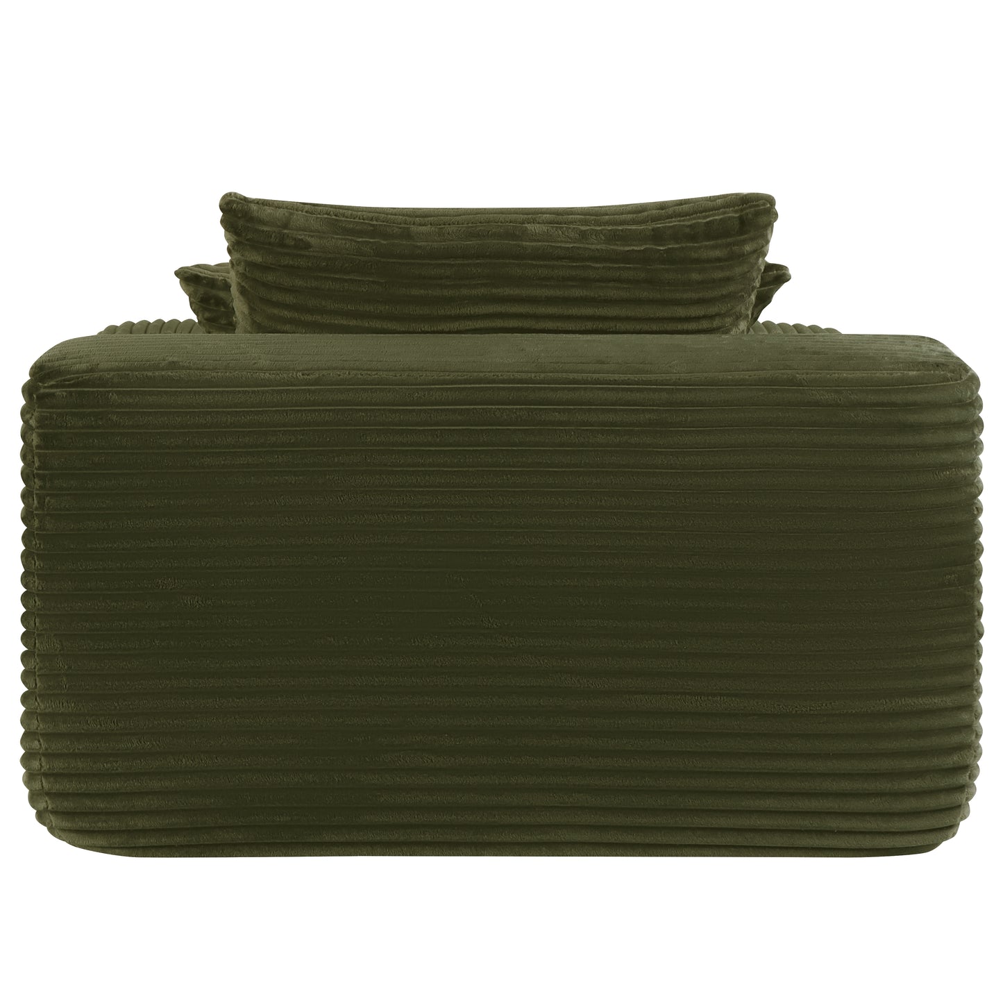 NEW Convertible Chaise Lounge Chair Plush with Wide Armrest & Throw Pillows, Cozy Boneless Sleeper Sofa Bed Armchair, with cup holder,for Living Room, Bedroom, No Assembly Required,Plush,Green image 8