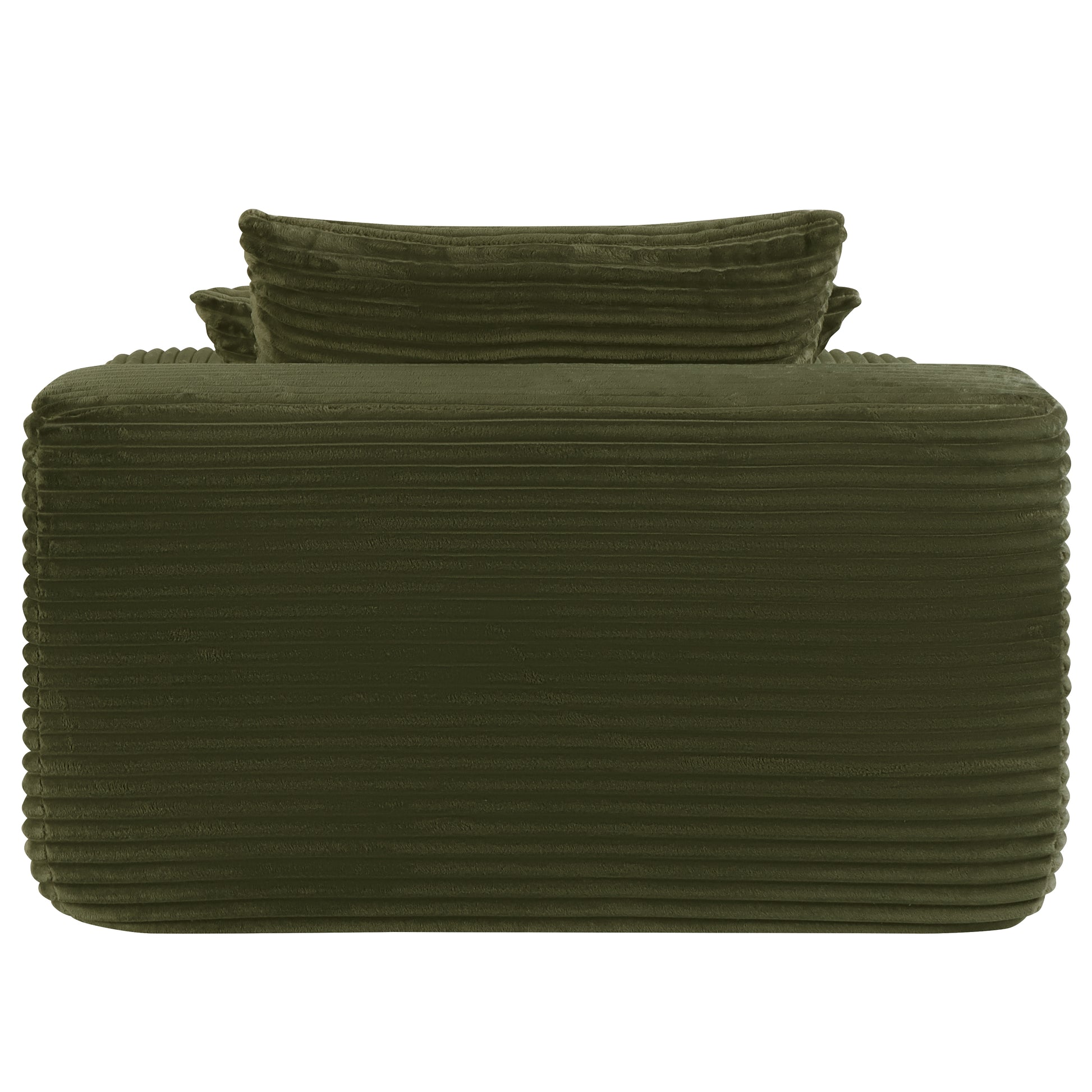 NEW Convertible Chaise Lounge Chair Plush with Wide Armrest & Throw Pillows, Cozy Boneless Sleeper Sofa Bed Armchair, with cup holder,for Living Room, Bedroom, No Assembly Required,Plush,Green image 8