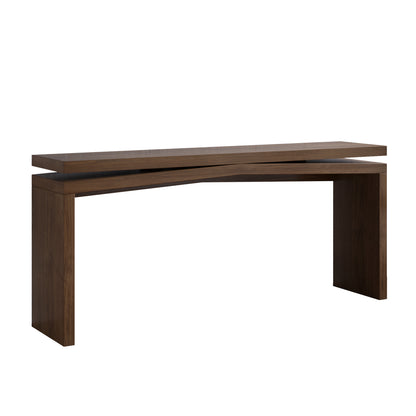 65-Inch Solid Wood Veneer Console Table, Long Farmhouse Entryway Sofa Table for Living Room, Hallway, Behind Couch, Apartment, Antique Rustic Brown image 10