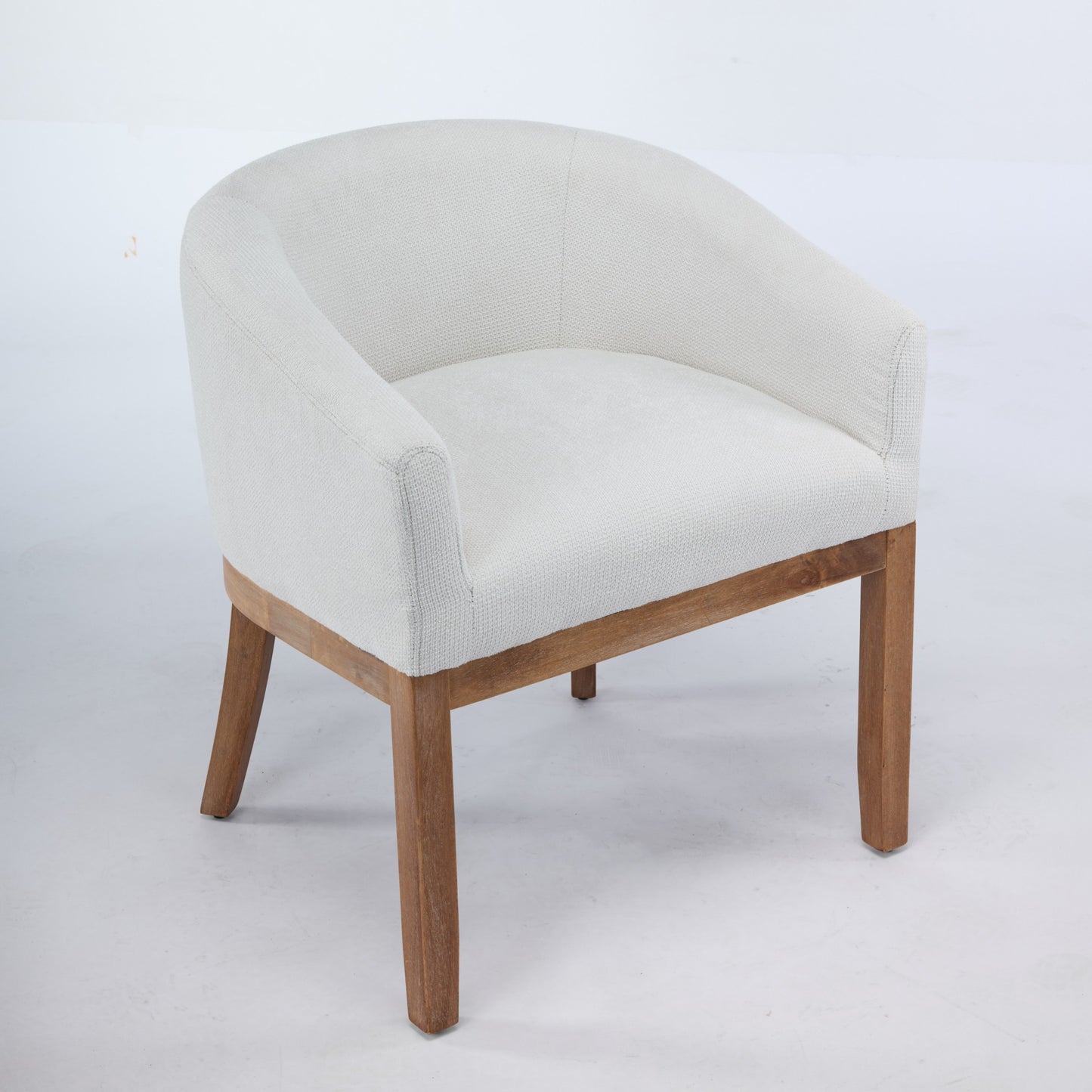 Mid Century Modern Upholstered Barrel Dining Chairs with Arms,Farmhouse Linen Kitchen & Dining Room Chairs with Natural Hardwood Frame, 19" W Accent Chairs for Living Room,Single Pack,Beige,SW1891BG image 4