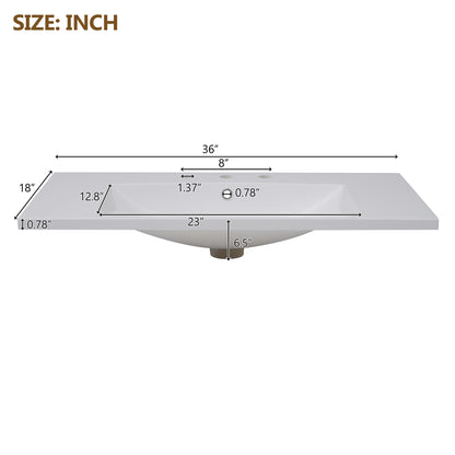 36'' Wall Mounted Bathroom Vanity, Floating Bathroom Storage Cabinet with 2 Drawers, Solid Wood Bathroom Cabinet (Same as N710S236003K) image 9