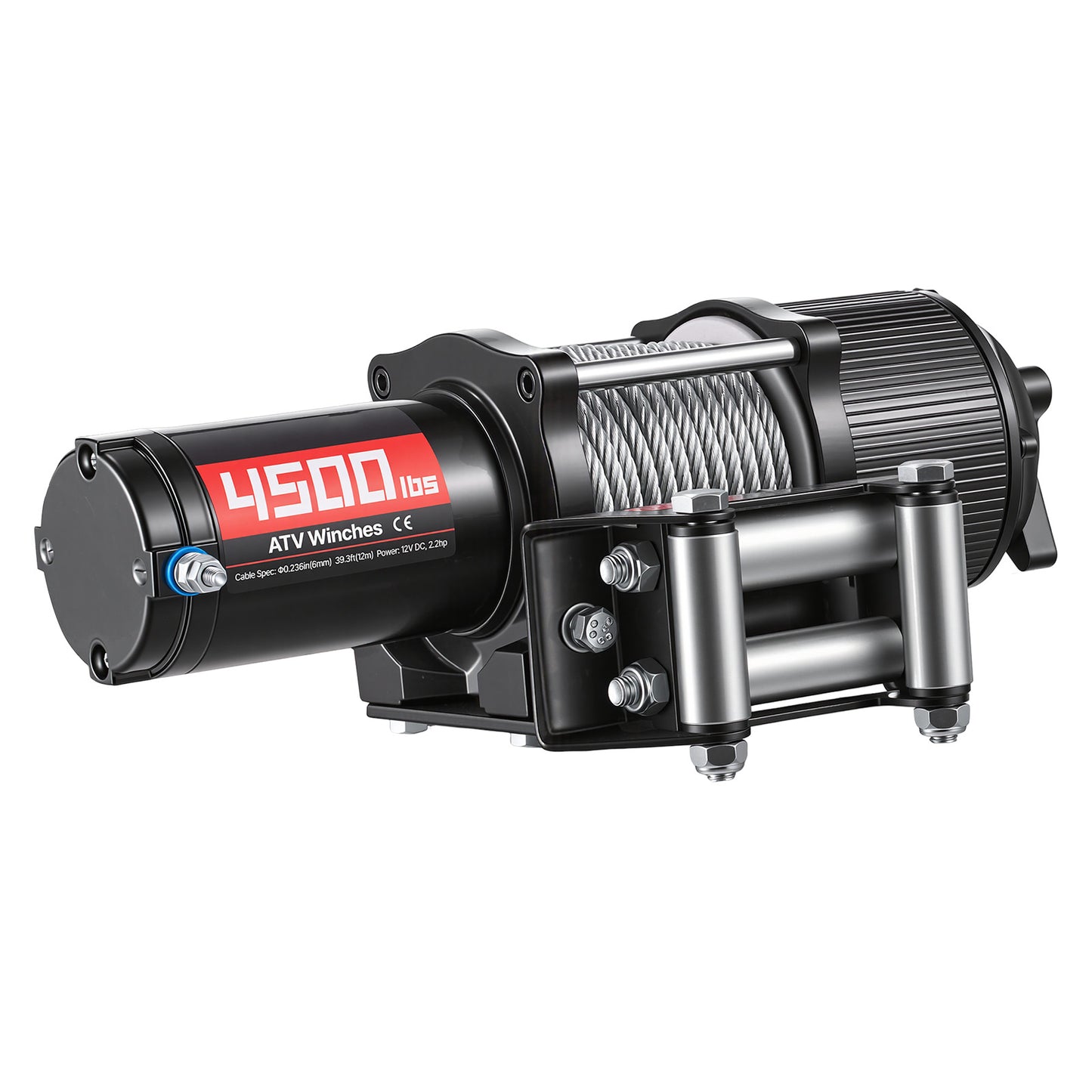 4500 lbs Electric Winch, 12V DC ATV/UTV Winch with Φ0.24 in x 39.4 ft Steel Wire Rope, Wireless & Wired Remote Control, IP54 Waterproof, Roller Fairlead Mount Plate for Towing ATV UTV Off-Road image 2