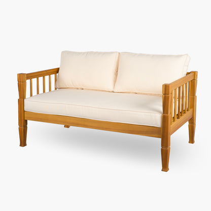 4-Piece Patio Furniture Set, Outdoor Furniture with coffee table, Patio Conversation Set Deep Seating with Thick Cushion for Backyard Porch Balcony,Teak finish image 7