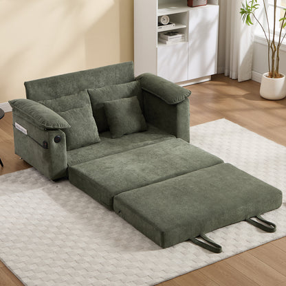 58 inch 3-in-1 Upholstered Futon Sofa Convertible Floor Sofa bed,Foldable Tufted Loveseat with Pull Out Sleeper Couch Bed,Folding Mattres Love Seat Daybed W/Side Pockets for Living Room Green image 8