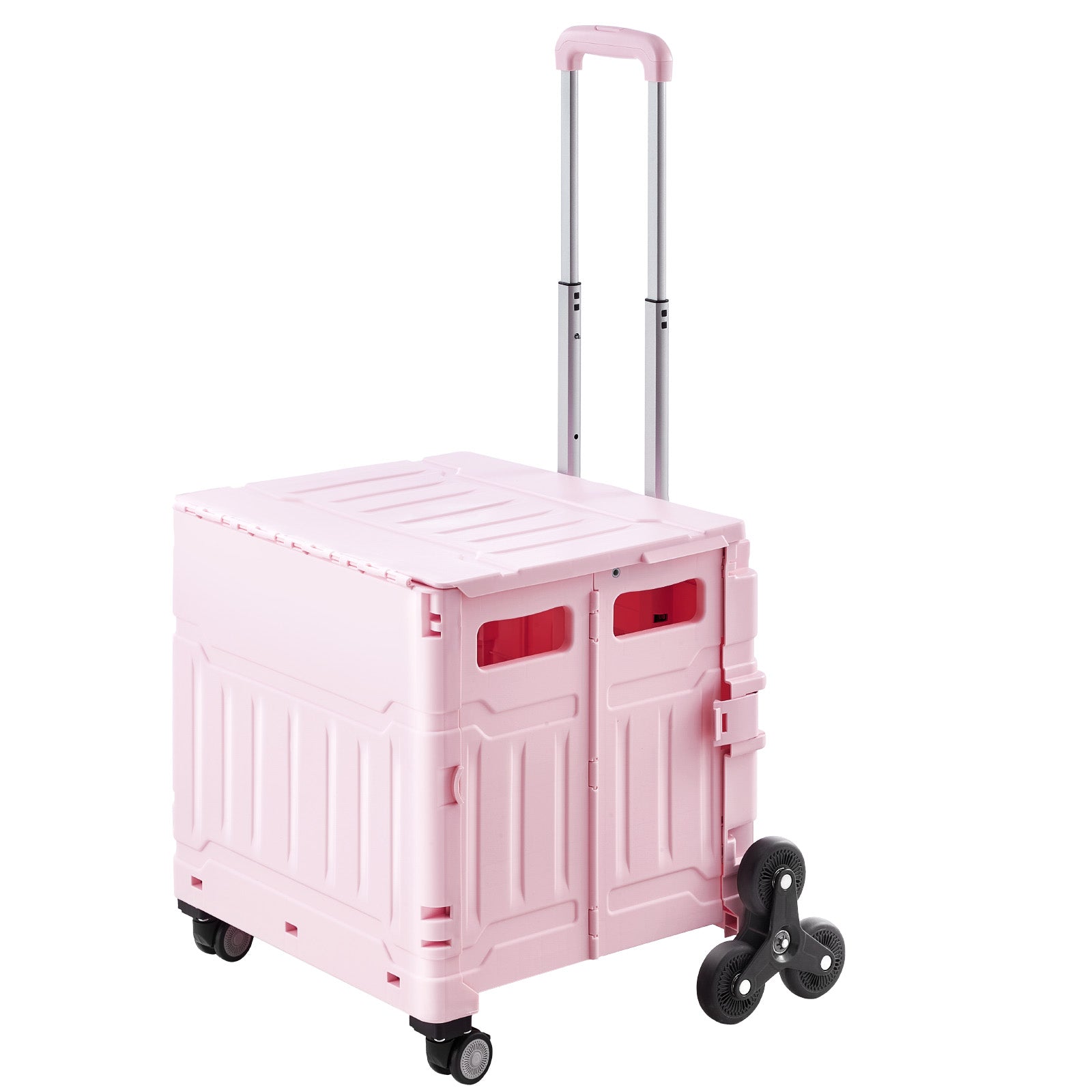 Foldable Cart with Stair Climbing Wheels Collapsible Rolling Crate 65L image 7