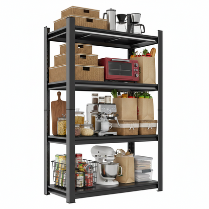 63-Inch Tall Metal Storage Shelf, 1200 LBS Weight Capacity, 4-Tier Adjustable Height Storage Rack, Black, Assembly Needed image 4