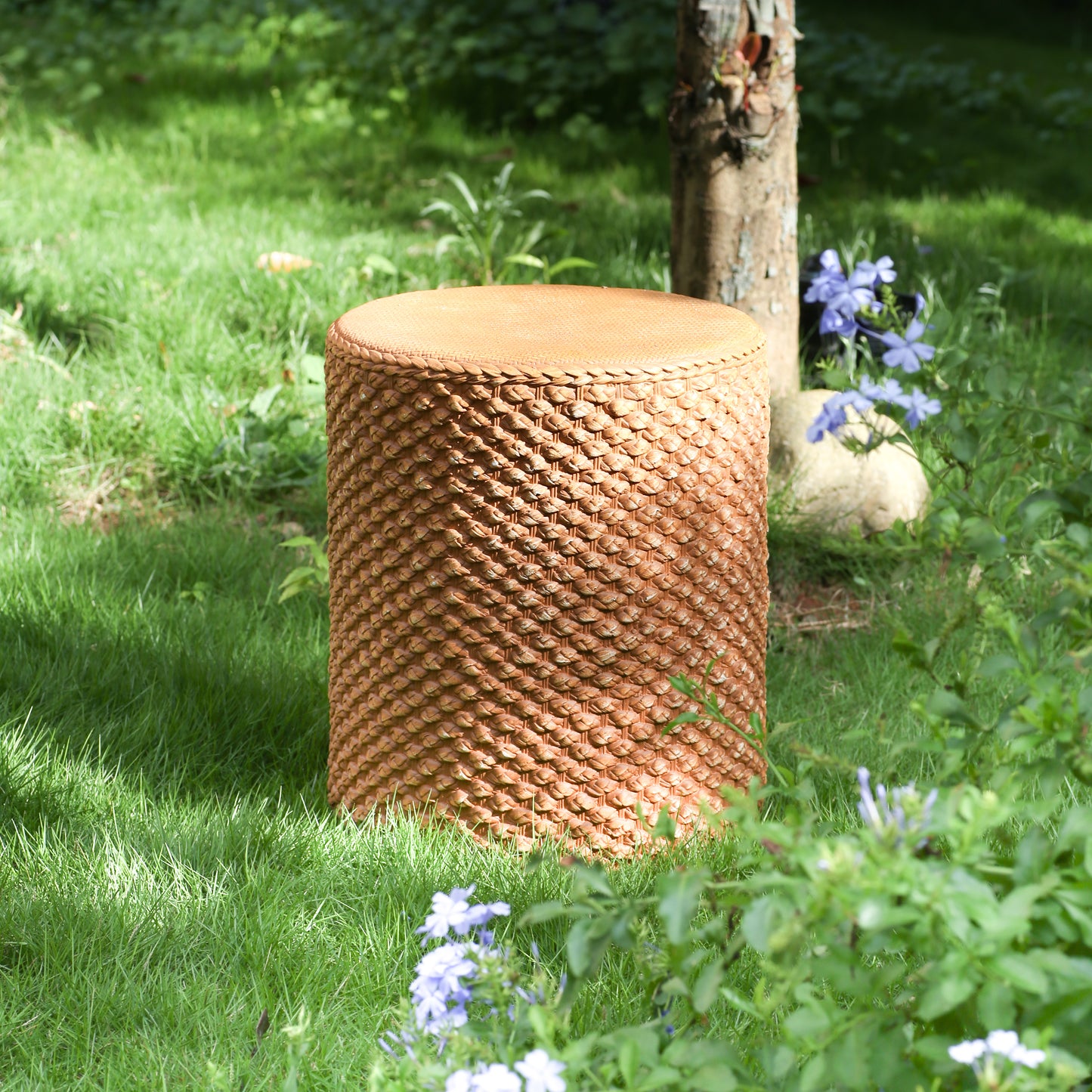 Evie Outdoor Patio Round MGO Side Table, Brown image 4