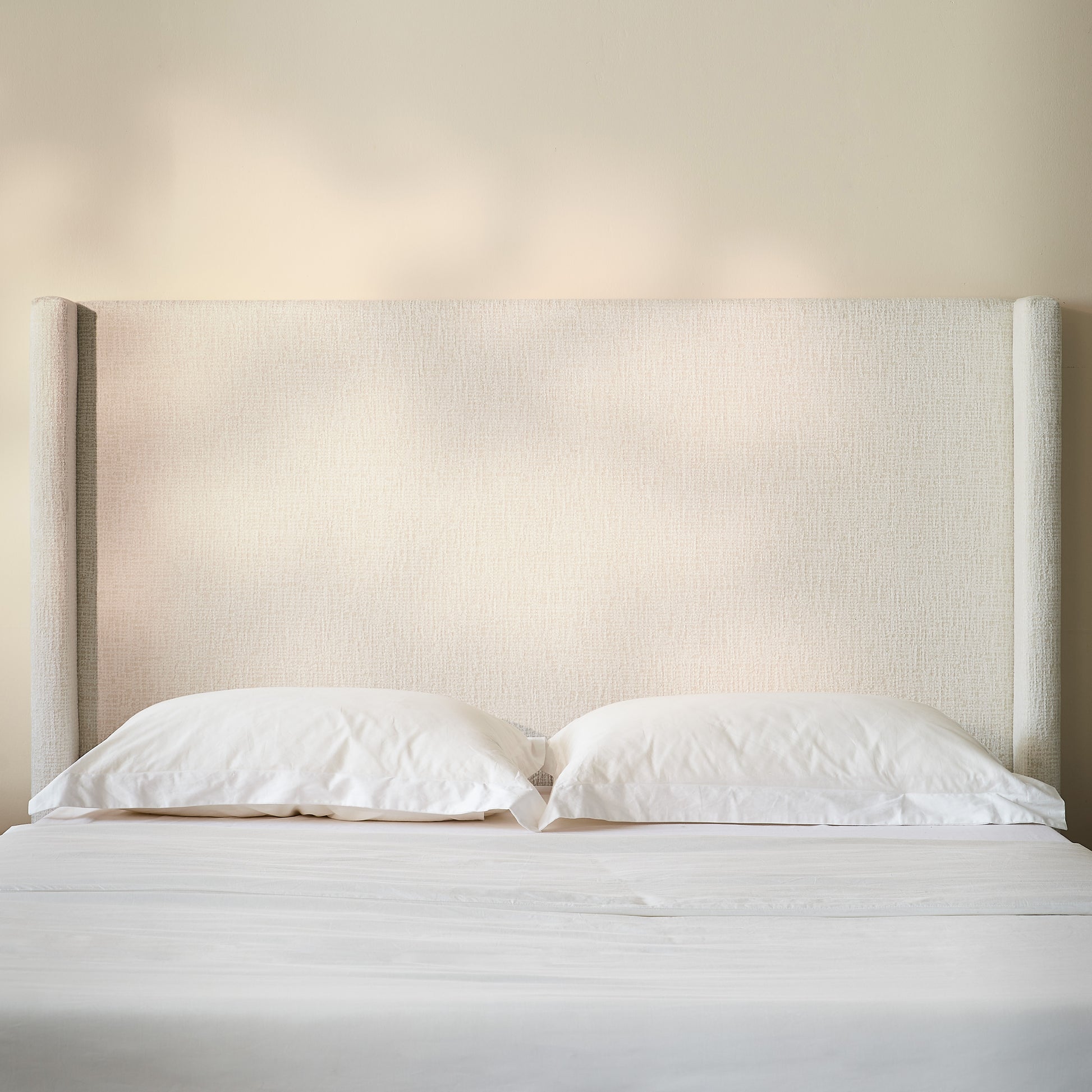 Hosford Upholstered Wingback Bed / Upholstered Wood Base Platform Bed / 52.5" High Headboard / Minimalist / Rusticity / No Box Spring Needed / King / Oat Boucle / No Noise image 5
