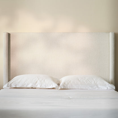 Hosford Upholstered Wingback Bed / Upholstered Wood Base Platform Bed / 52.5" High Headboard / Minimalist / Rusticity / No Box Spring Needed / Queen / Oat Boucle / No Noise image 4