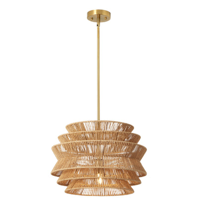 17.3" Rattan Pendant Light,Hand-Woven Rustic Wicker Hanging Light Seagrass Ceiling Chandelier,Water Plants Rattan Chandelier for Dining Living Bedroom Kitchen Farmhouse image 9
