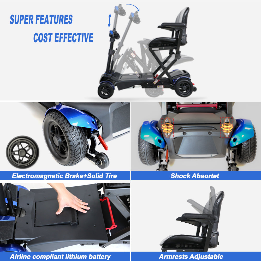 SOLAX Remote Control Foldable Electric Mobility Scooter with Suspension for Senior, Lightweight 4 Wheels Electric Powered Scooter for Travel Shopping image 7