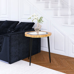Small Side Table Coffee Table Bedside Table Night Stand for Living Room Bedroom & Balcony, MDF, Metal Legs ,Easy to Assemble