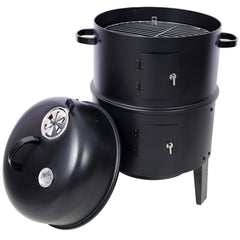 Charcoal Smoker Grill Wood Smoker Grills Outdoor Cooking 16 Inch Vertical Smoker Portable BBQ Grill for Camping, Black