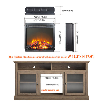 18 inch electric fireplace insert, ultra thin heater with log set & realistic flame, overheating protection image 10