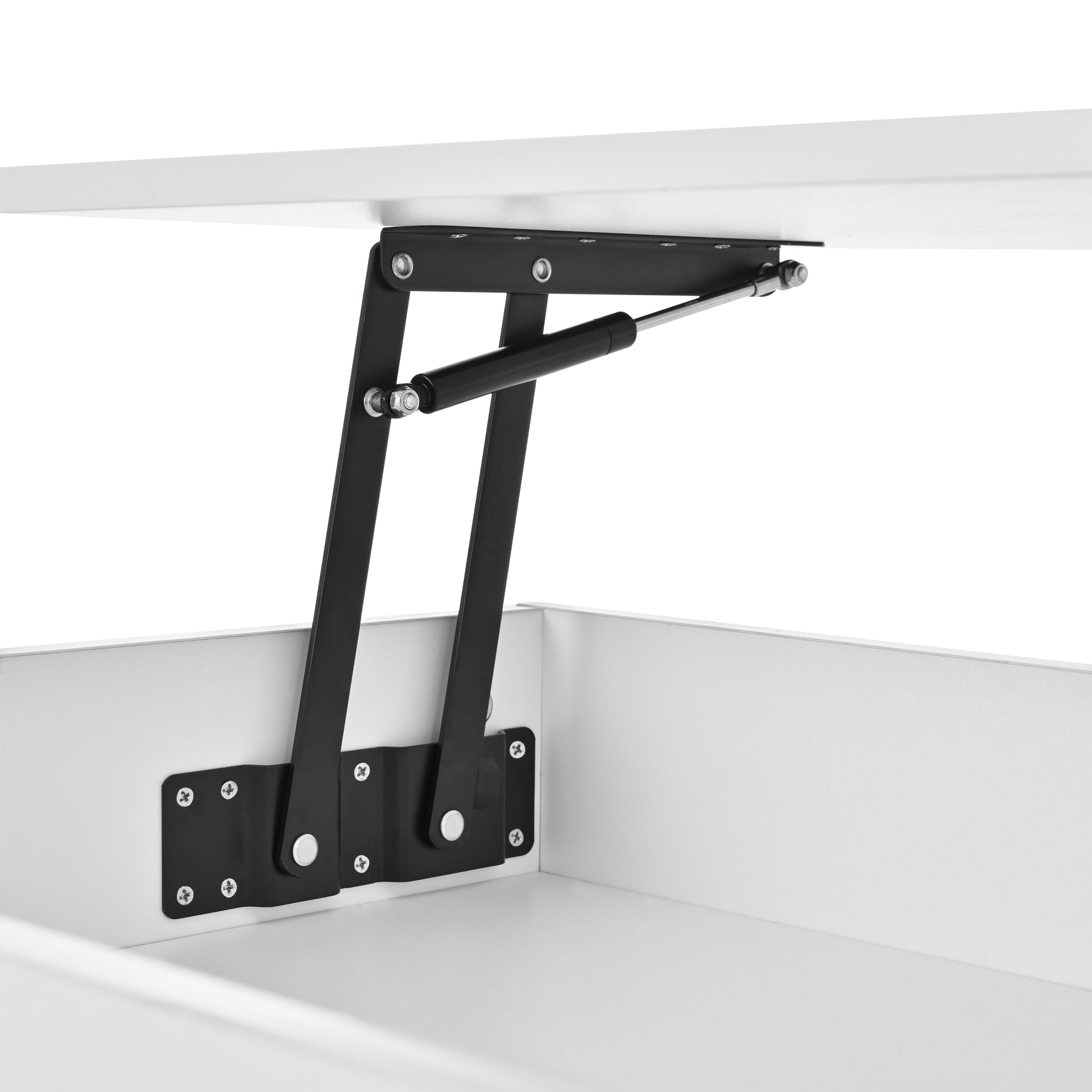 39.3" Lift Top Coffee Table with Hidden Compartment, 2 Storage Drawers and Ajustable LED Lights,Modern Multifunction Coffee Tables for Living Room, Bedroom,Office(White) image 7