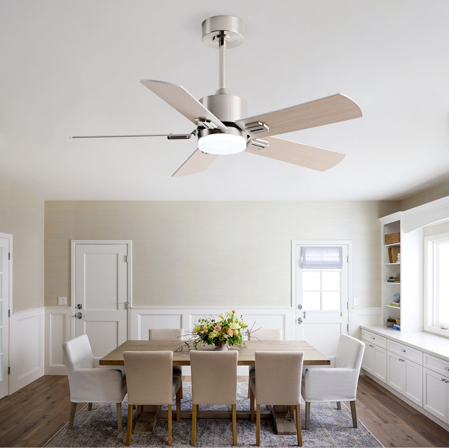 42-Inch Ceiling Fan with Light and Remote Control, Low Profile Modern Ceiling Fan with Light for Bedroom, 5 Blades, Dimmable LED Light, Reversible 6-Speed Motor, Memory Function, Quiet DC Motor image 12