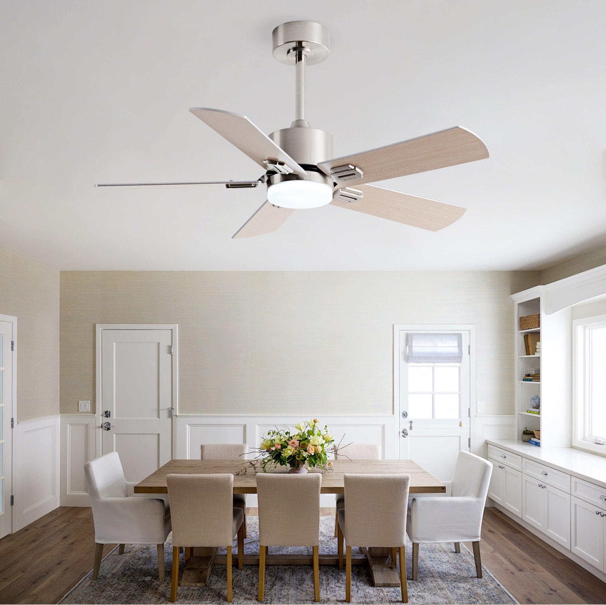 42-Inch Ceiling Fan with Light and Remote Control, Low Profile Modern Ceiling Fan with Light for Bedroom, 5 Blades, Dimmable LED Light, Reversible 6-Speed Motor, Memory Function, Quiet DC Motor image 12