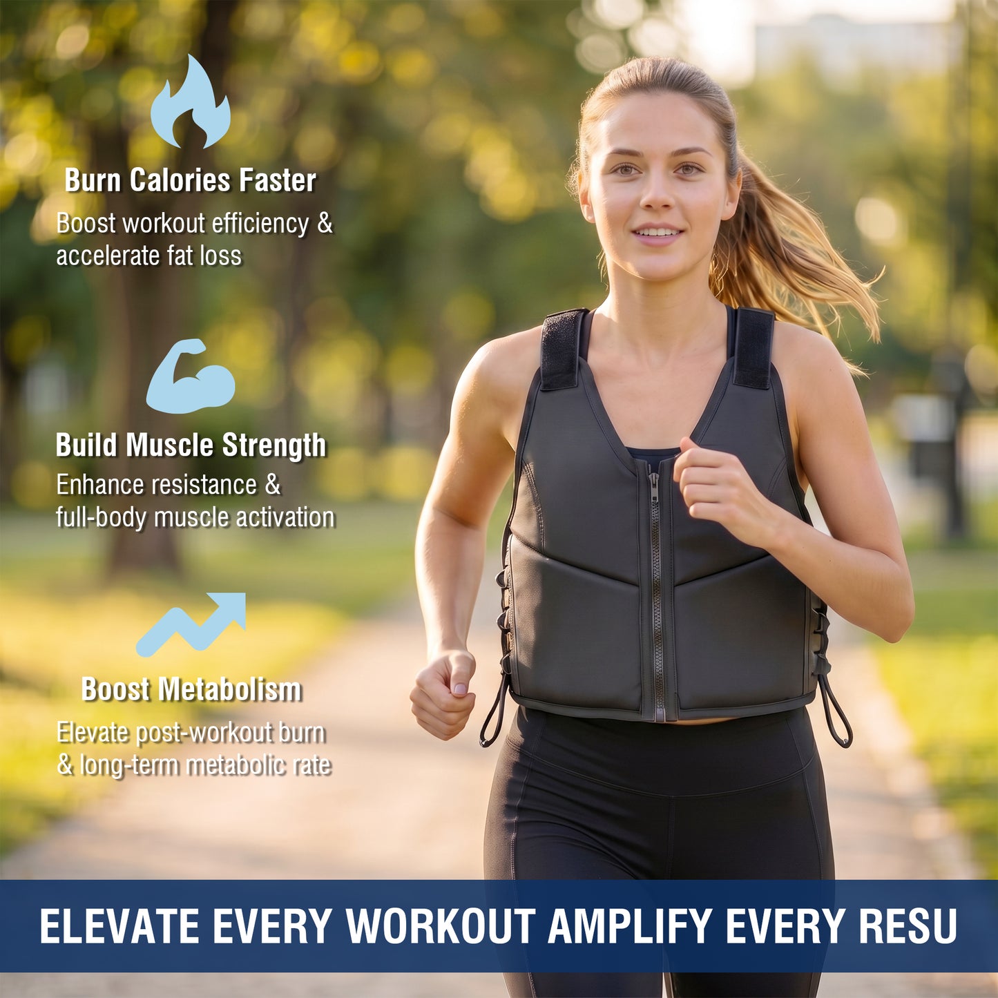 10LBS Adjustable Weighted Vest for Women, Breathable Workout Vest with Zipper & Lace-Up Design, for Running, Walking & Strength Training image 9