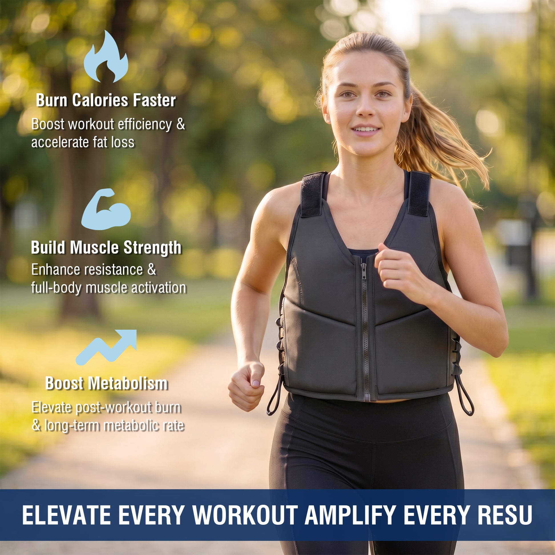 10LBS Adjustable Weighted Vest for Women, Breathable Workout Vest with Zipper & Lace-Up Design, for Running, Walking & Strength Training image 9