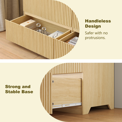 Modern Natural Wood 6 Drawer Dresser, Wave Panel Drawer Fronts, Storage Cabinet, Versatile Chest of Drawers for Bedroom, Living Room - Sleek & Spacious Home Storage Solution image 4