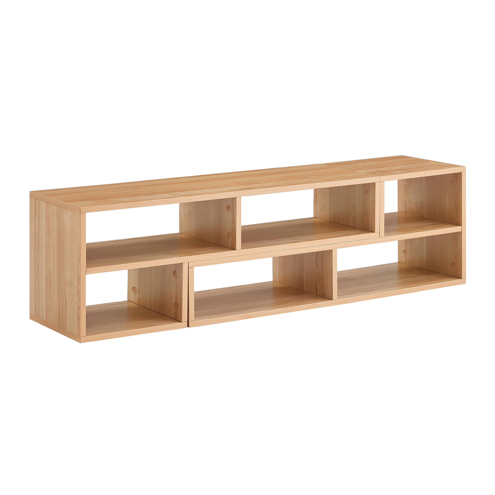 Modular Freestyle TV Stand, Light Wood Adjustable Media Console with Open Storage Compartments, Modern Minimalist Entertainment Center, Free‑Combination TV Cabinet for Living Room Bedroom Apartment image 12