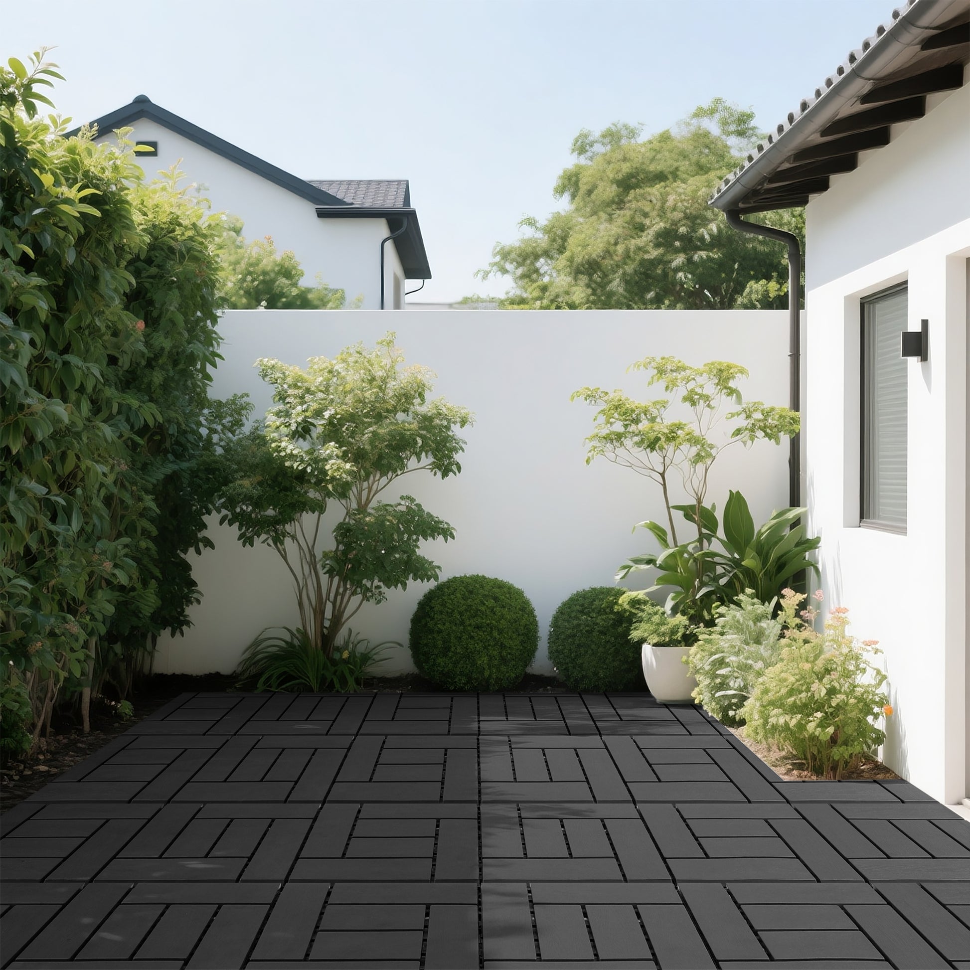 12-inch ZZ style interlocking deck tiles, DIY modular interlocking decking floor tiles, indoor and outdoor floor tiles, courtyard floor tiles that easy to install quickly,44 pieces dark gray image 7