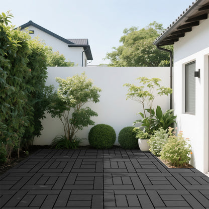 12-inch ZZ style interlocking deck tiles, DIY modular interlocking decking floor tiles, indoor and outdoor floor tiles, courtyard floor tiles that easy to install quickly,44 pieces dark gray image 7