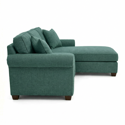 Irlanda Sectional – Made in USA, Custom Fabric Options, L-Shaped Sectional Wholesale Sectional Furniture - Velvet Antique Kelly Green - Velvet image 2