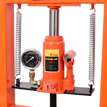 6Ton Bottle Jack Shop Press with Gauge, Bend, Straighten, or Press Parts, Install Bearings, U-Joints, Bushings, Ball Joints, and Pulleys,Orange image 8