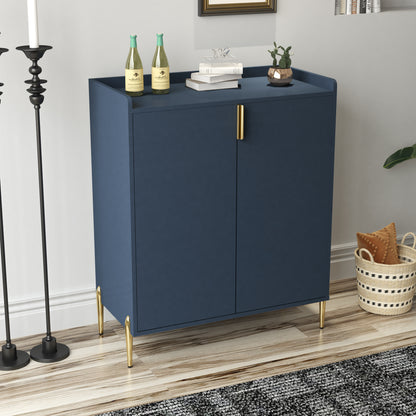 2 doors home wine bar cabinet with wine rack & adjustable storage shelf, modern sideboard with soft-closing hinge, dinning room buffet cabinet, Liquor Cabinet kitchen, living room coffee cart Blue image 5