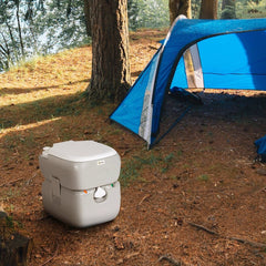 Outsunny Portable Toilet for Adults 5.8 Gallon, Porta Potty with Level Indicator, T-Type Water Outlets and Anti-Leak Handle Pump for Camping, Boating, Hiking, Travel, RV