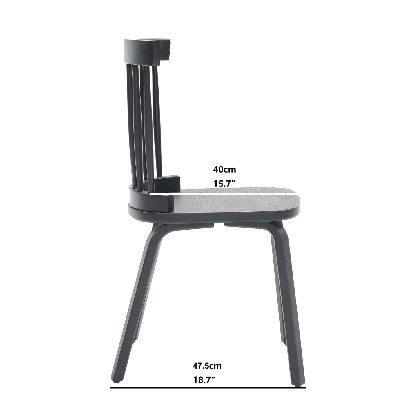 Windsor Dining Chairs Set of 2,Wood Farmhouse Spindle Back, Widen Seat, Mid-Century Modern French Country Style, for Living Room Restaurant, Black image 12