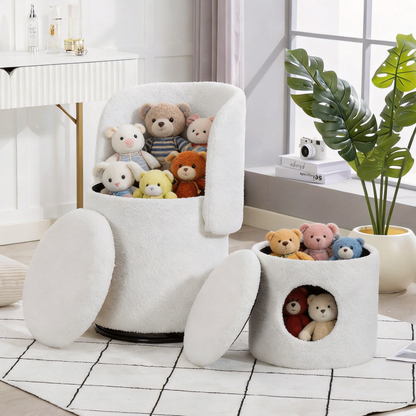Stylish Upholstered Barrel Chair: 360° Swivel Vanity Stool for Bedroom & Dining Chair, Built-in Storage, Soft Padded Accent Seat, Multi-Functional for Dressing/Dining, Free Cat Bed Stool Included, image 7