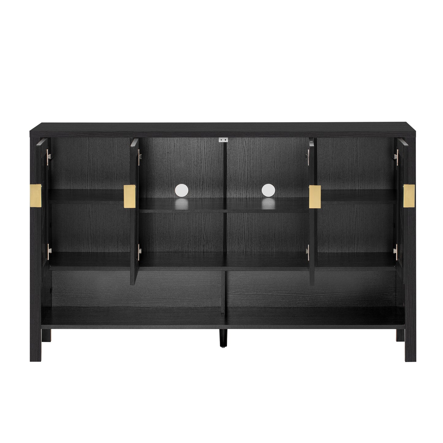 U_STYLE 55.1''Storage Sideboard with 4-Doors,Multi Functional Buffet with Open Shelf and 2-Tiers Adjustable Shelves,Modern Cabinet with Double Hooks,Suitable for Living Room, Hallway, Dining,Office. image 4