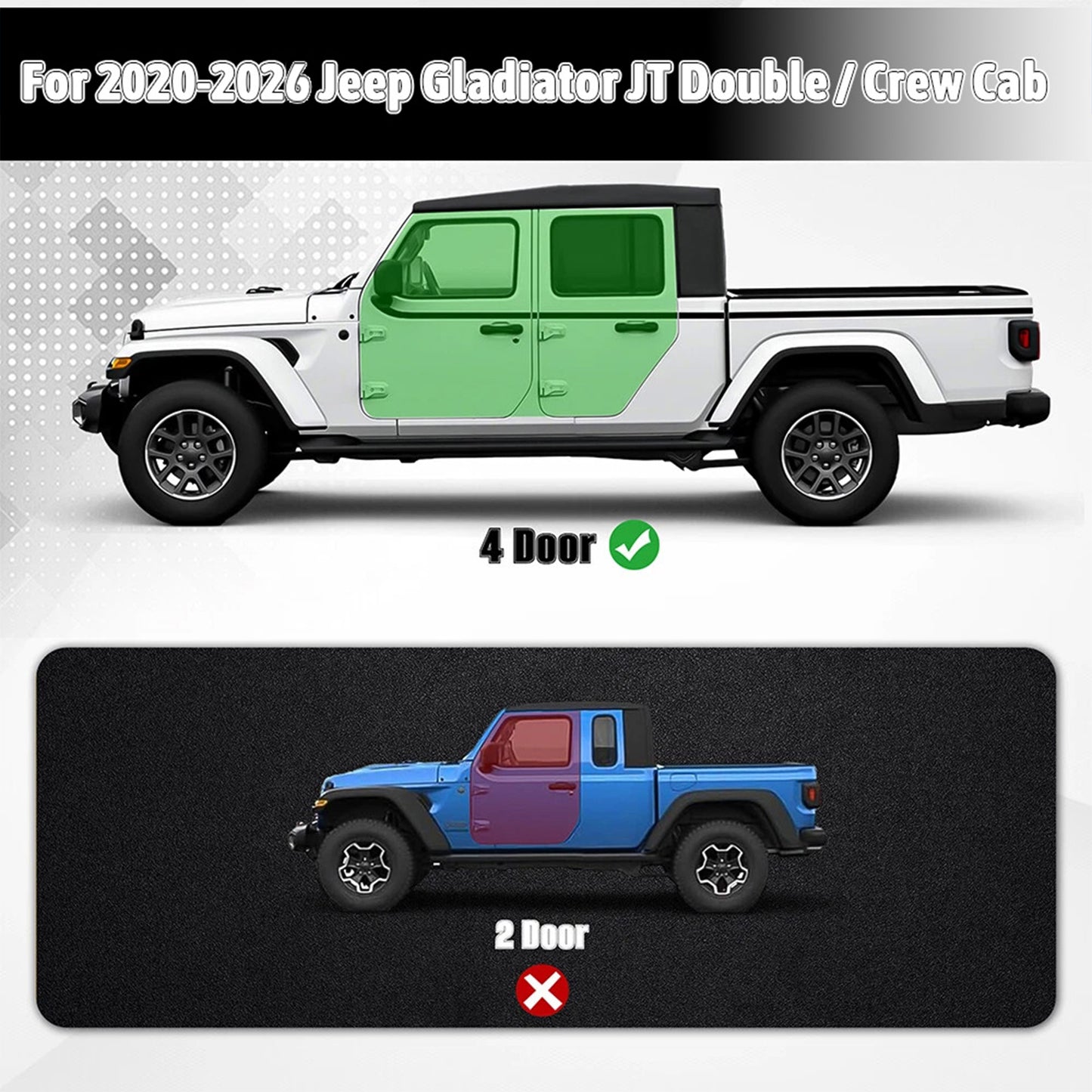 Two-Color 6 Running Boards For 2020-2026 Jeep Gladiator JT 4 Door,Side Steps image 8