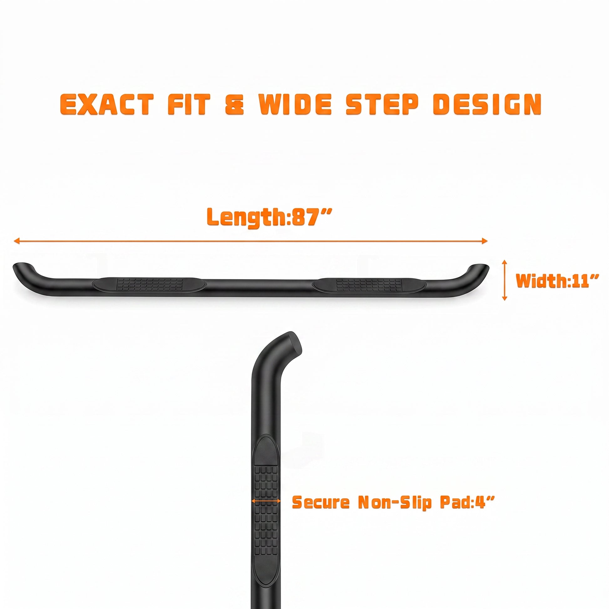 2PCS 4 Inch Running Boards Side Steps Fit Toyota Tacoma 2005-2023 (Crew Cab/Double Cab) Oval Straight Carbon Steel Black Powder, Off-Road Exterior Accessories image 5