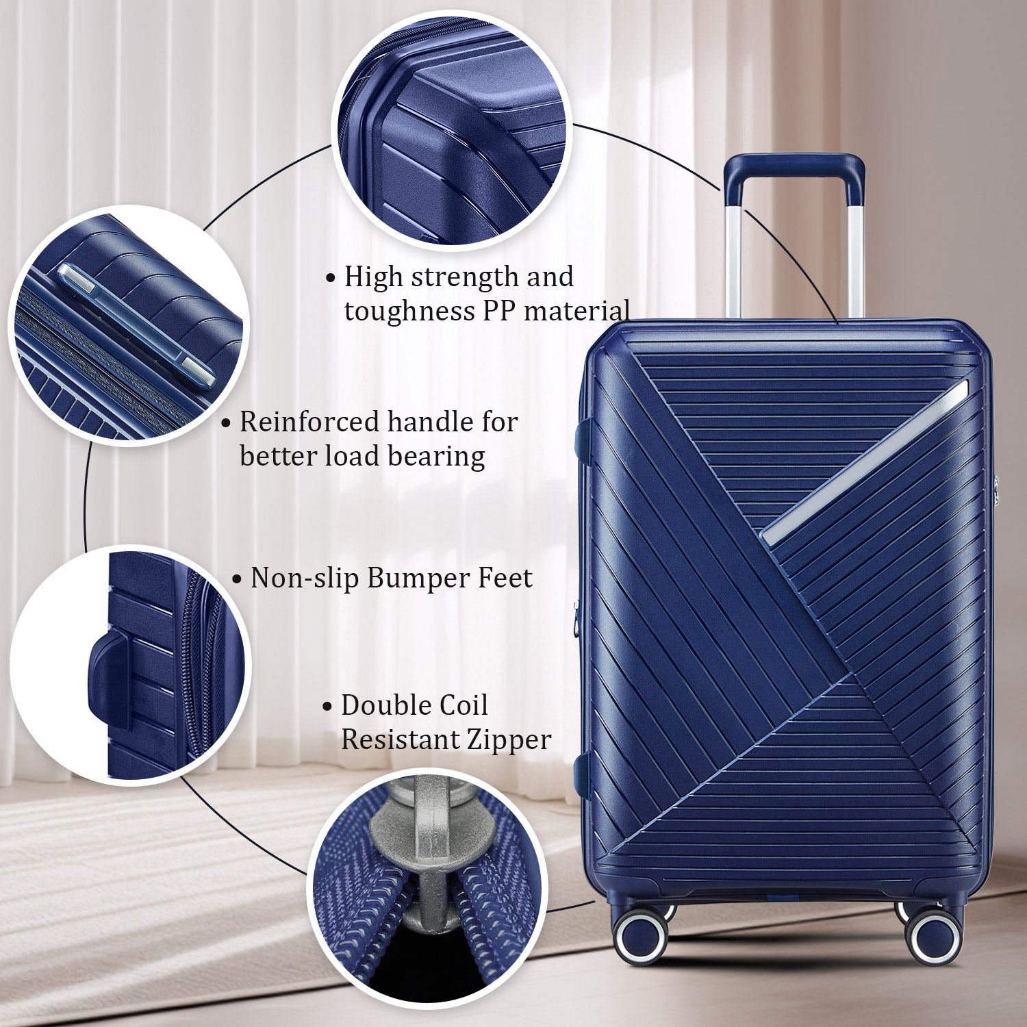 Luggage Sets 4 Piece(14/20/24/28), Expandable Lightweight Suitcase with 4 Double 360 Degrees Mute Spinner Wheels PP Materials Durable TSA Lock Travel Luggage image 8